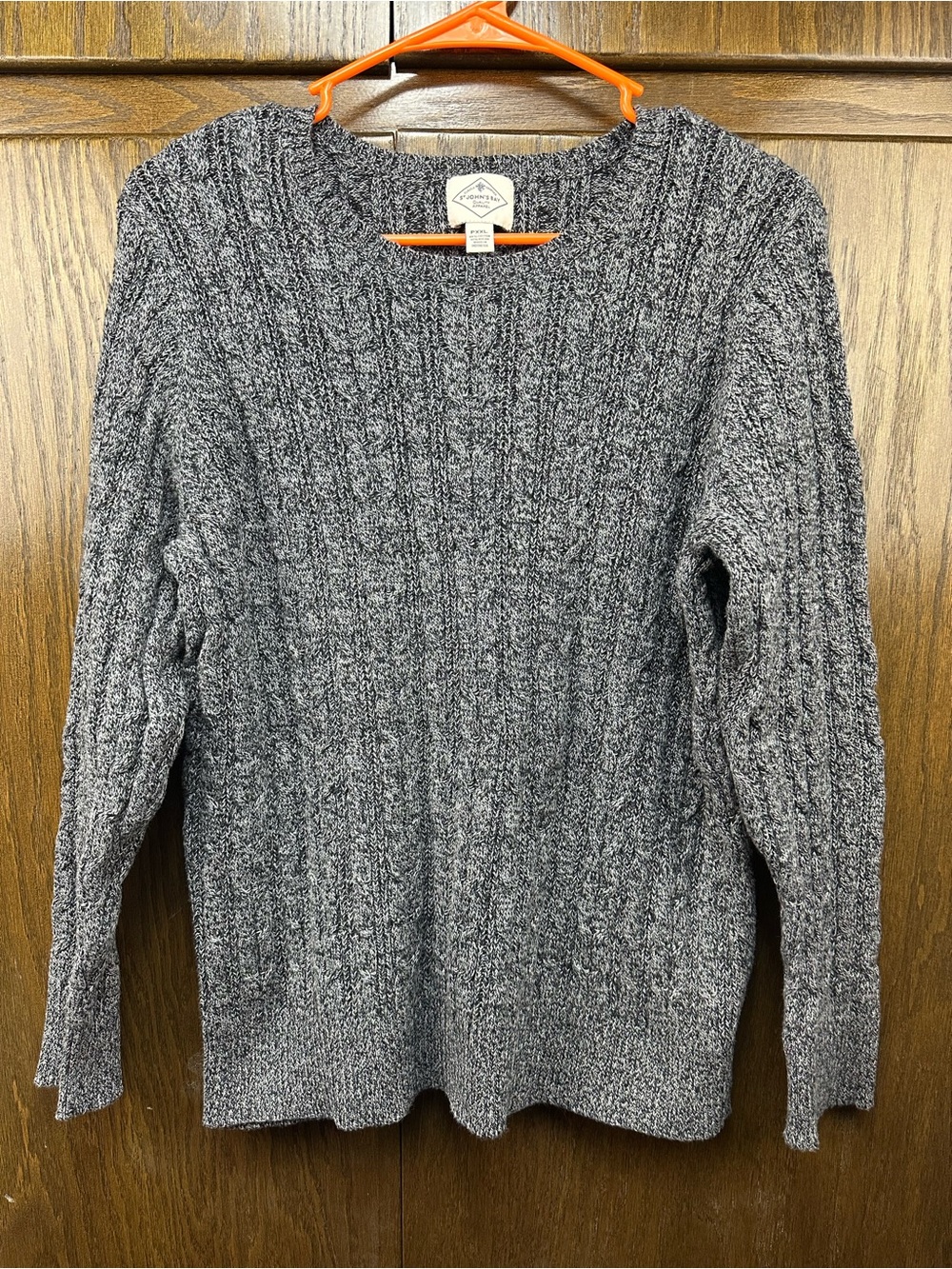St. John's Bay Gray Marled Cable-Knit Crewneck Sweater